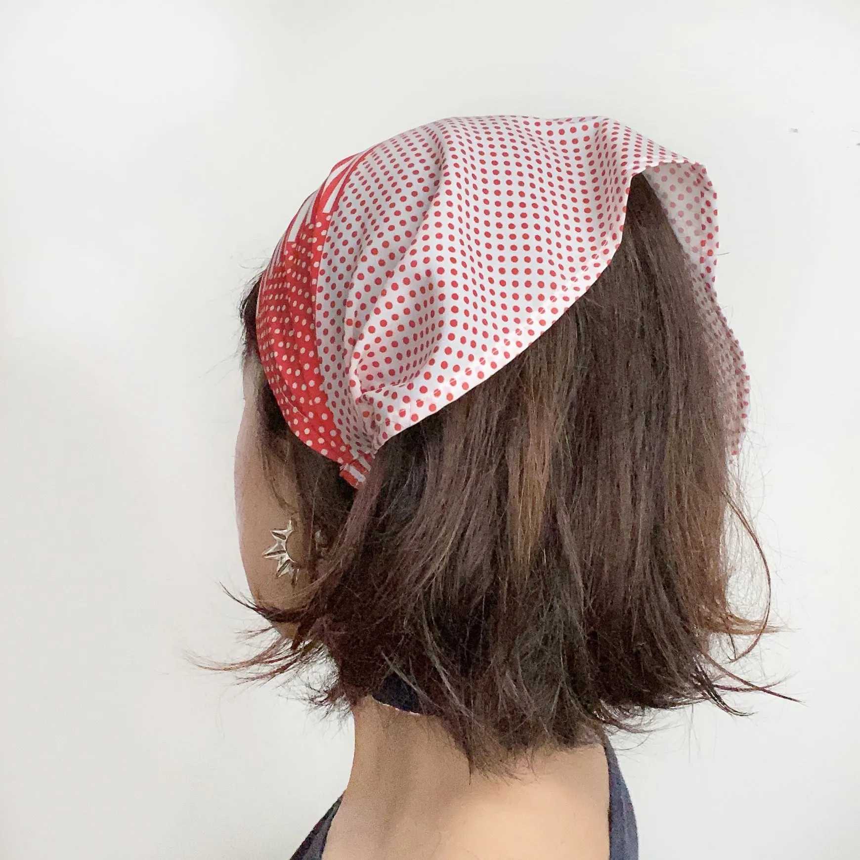 Head scarf Polka and stripes red white
