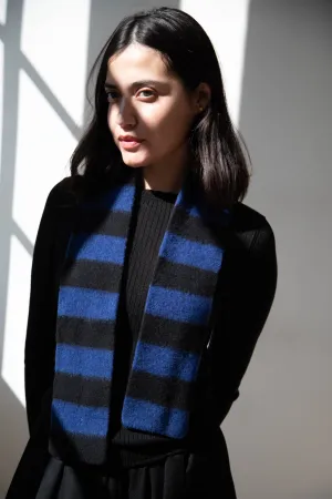Jo Gordon | Small Brushed Stripe Scarf in Black & Nightsky