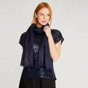 Multi Diamante Navy Scarf