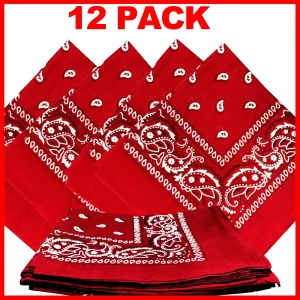Red Bandana - Dozen (Paisley)
